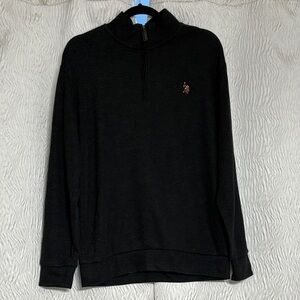 US Polo Association  - 1/4 Zip Long Sleeve Black Shirt - Size Medium